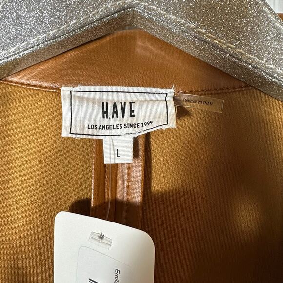 HAVE Los Angeles Cognac Faux Leather Blazer Jacket NEW - Picture 3 of 6